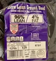 Mängden socker i 96% Extra Lean Ground Beef