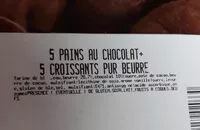 Mängden socker i 5 pains au chocolat et 5 croissants pur beurre