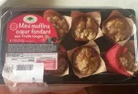 Mängden socker i Mini Muffins coeur fondant aux fruits rouges