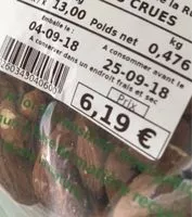 Mängden socker i Amandes crue décortiquée