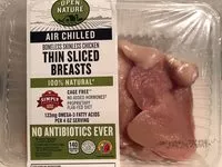 Mängden socker i Chicken, boneless skinless thin sliced breasts