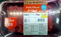 Mängden socker i British Minced Beef Steak
