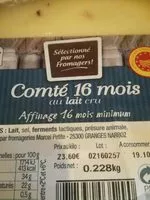 Mängden socker i Comté 16 mois au lait cru