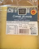 Mängden socker i Comté 16 mois au lait cru
