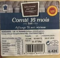 Mängden socker i Comté 16 mois
