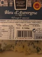 Mängden socker i Bleu d'auvergne au lait cru