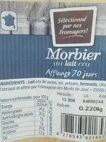 Mängden socker i Morbier au lait cru