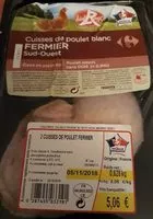 Mängden socker i Cuisses de poulet fermier sud-ouest