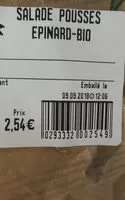 Mängden socker i SALADE POUSSES EPINARD BIO
