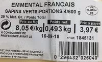 Mängden socker i Emmental Français