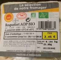 Mängden socker i Roquefort AOP BIO