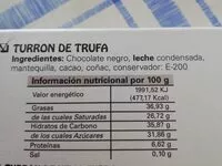 Mängden socker i Turron de trufa