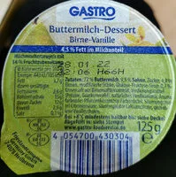 Mängden socker i Buttermilch- Dessert