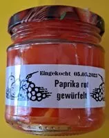Mängden socker i Paprika rot gewürfelt