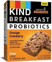 Mängden socker i Breakfast probiotics orange cranberry bars