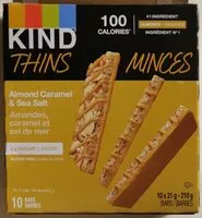 Mängden socker i Kind Thins Almond Caramel and Sea Salt