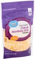 Mängden socker i Great value, shredded colby & monterey jack cheese