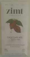 Mängden socker i Chocolate 80% Sweetened with Coconut Sugar