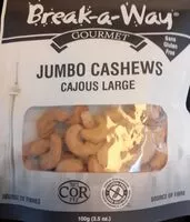 Mängden socker i Jumbo cashews (noix de cajou)