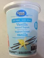 Mängden socker i Great Value Fat Free Vanilla Stirred Yogurt