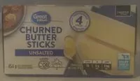 Mängden socker i Unsalted Churned Butter Sticks