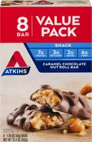 Mängden socker i Caramel chocolate nut roll value ct