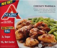 Mängden socker i Chicken marsala grilled white meat chicken with mushrooms in a marsala wine sauce and green beans