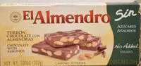 Mängden socker i Turrón chocolate con almendras