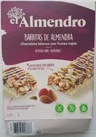 Mängden socker i Barritas de almendra chocolate blanco con frutos rojos