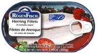 Mängden socker i Rugen fisch, herring fillets in tomato sauce
