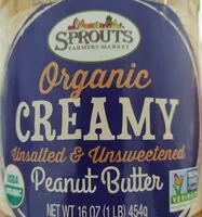 Mängden socker i Organic creamy unsalted unsweetened peanut butter