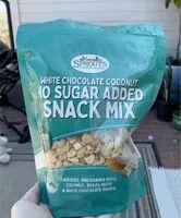 Mängden socker i White chocolate coconut no sugar added snack mix