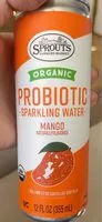 Mängden socker i Organic Probiotic Sparkling Water Mango