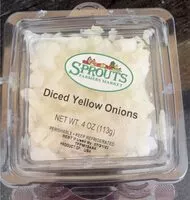 Mängden socker i Diced yellow onions