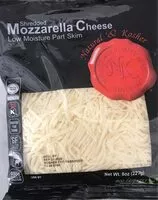 Mängden socker i Shredded mozzarela cheese low moisture part skim