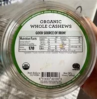 Mängden socker i Organic whole cashews