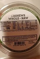 Mängden socker i Cashews whole raw