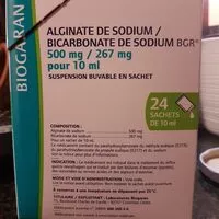 Mängden socker i Alginate de sodium / Bicarbonate de sodium