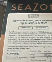 Mängden socker i Légumes de saison, sauce au yaourt & mix de graines au thym