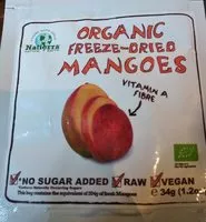 Mängden socker i Organic freeze-dried mangoes