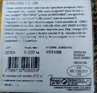 Mängden socker i Chou blanc & Carottes aux raisins secs