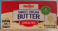 Mängden socker i Unsalted Sweet Cream Butter