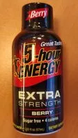 Mängden socker i 5 hour energy extra strength berry single