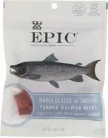 Mängden socker i Epic jerky bites wild caught maple glazed smoked alaskan salmon