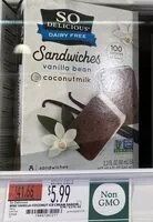Mängden socker i Coconutmilk non-dairy frozen dessert sandwiches
