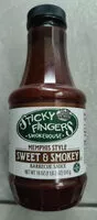 Mängden socker i Sticky fingers, smokehouse barbecue sauce, memphis style