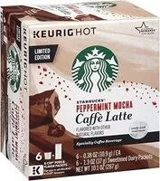 Mängden socker i Peppermint mocha caffe latte kcup pods count package