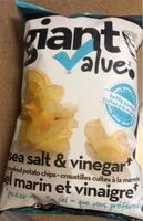 Mängden socker i Giant value sea salt and vinegar kettle cooked potato chips