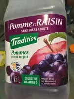 Mängden socker i Jus De Fruit (pomme Et Raisin)