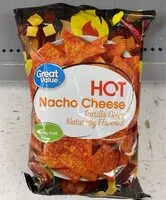Mängden socker i Hot nacho cheese tortilla chips naturally flavored